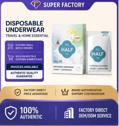 Custom Disposable Cotton Underwear for Men & Women – Individually Wrapped, Wash-Free Travel Briefs, Plus Size, Soft & Comfortable