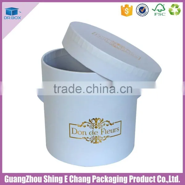 2016 Wedding Flower Decoration Matt Paperboard Print Gold Hot Stamp Round Flower Box Customized photo-5
