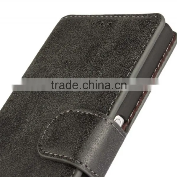 PU Leather With Magnet Stand Case Vintage Retro Dull Polish Folio Flip Holder Cover for Sony Xperia Z5 photo-4