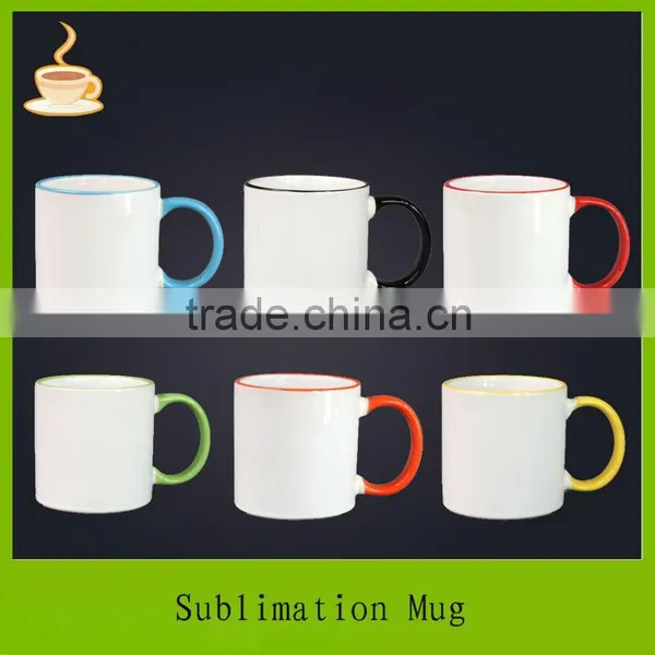 11oz Sublimation Coating Liquid Mugs,digital Sublimation Mug Heat Press (ce Approved) With Color Rim and Handle