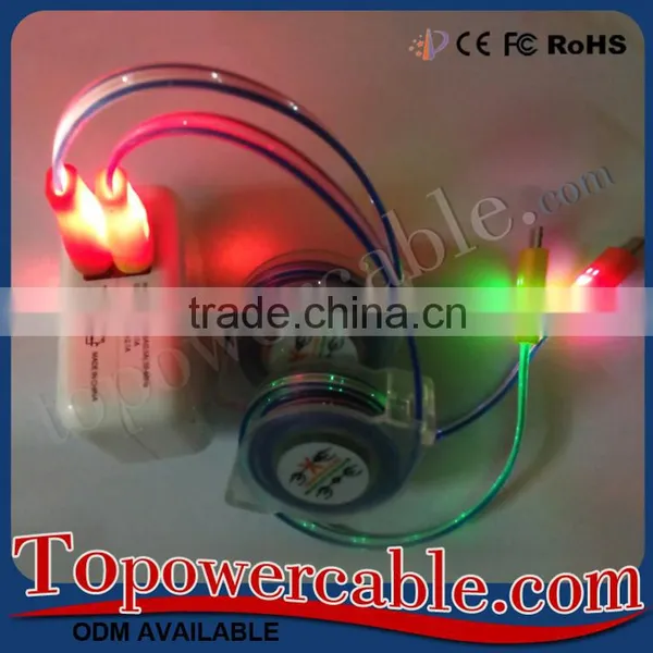 Retractable Ultra Thin Visible Flow LED Light Micro USB Charging Sync Cable photo-3