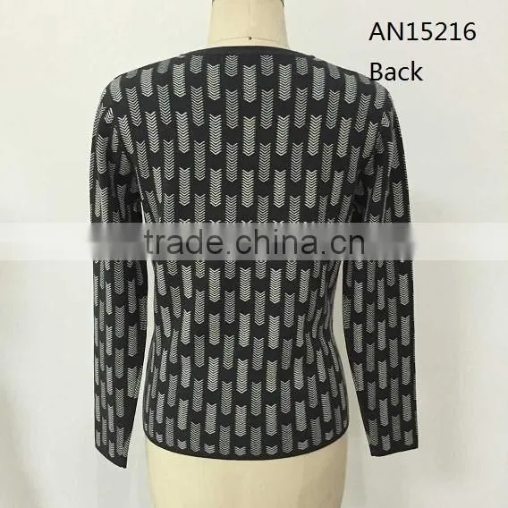 2016 Fall/winter Crew Neck Long Sleeve Jacquard Pullover Sweater