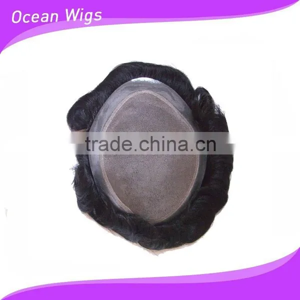 100% Indian Hair Thin Skin Invisible Toupee for Men in Stock