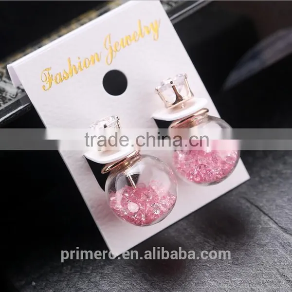 Brand Design Jewelry Thick Glass Beads Double Pearl Stud Earring photo-2