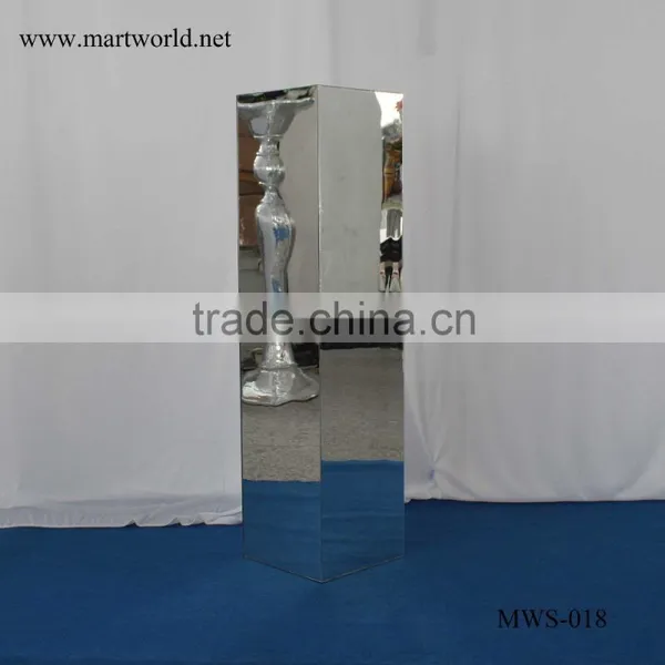 31 Inch Height Square Silver Mirror Pillar Party and Wedding Decoration Supplies in Guangzhou(MWS-018)