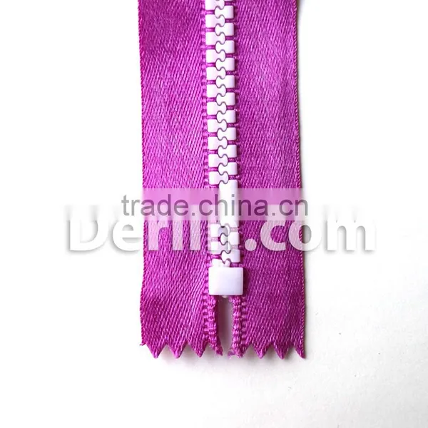 Orange Purple 2016 Design Colour Satin Tape Plastic Zipper photo-3