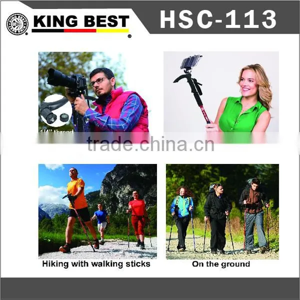 KING BEST New Carbon Trekking Pole With Phone Holder 3-SECTION Adjustable Nordic Walking Poles Mountaineering Stick photo-6