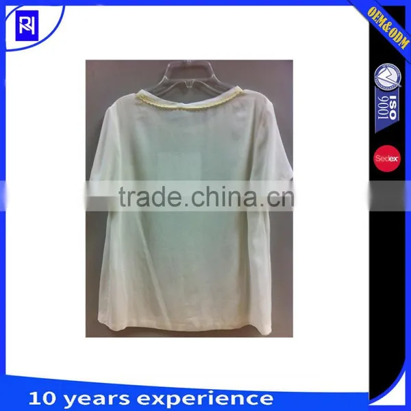 100% Viscose Solid Square Casual Blouse for Lady Women With Lace Decoration photo-2