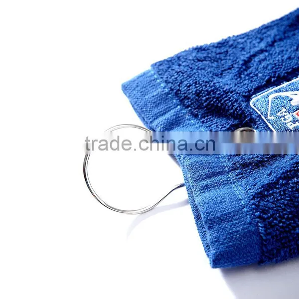 Factory Supply Customized Cotton Plain Hooks Sports Blue Golf Towel photo-5