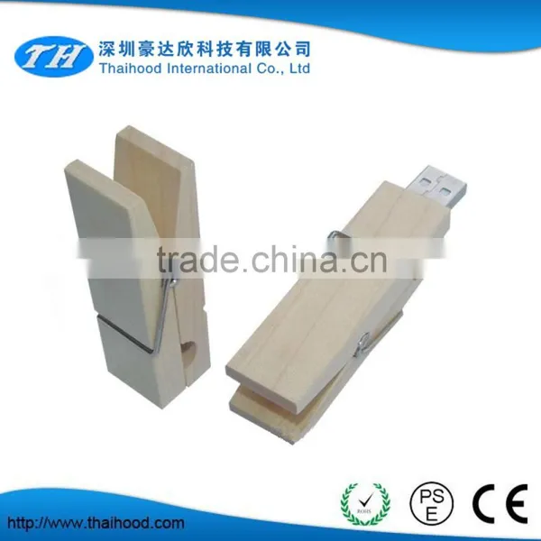Natural Wooden Clip Usb Flash Drive, Bamboo Usb Stick, Clamp-shape Usb Stick 2.0 photo-4