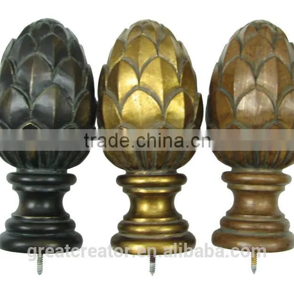 Antique Gold Leaf Large Artichoke Finial photo-4