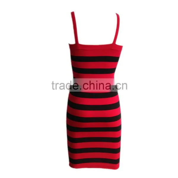 Latest Seamless Fashion Sexy Tight Sleeveless Dress Women With Stripes photo-2