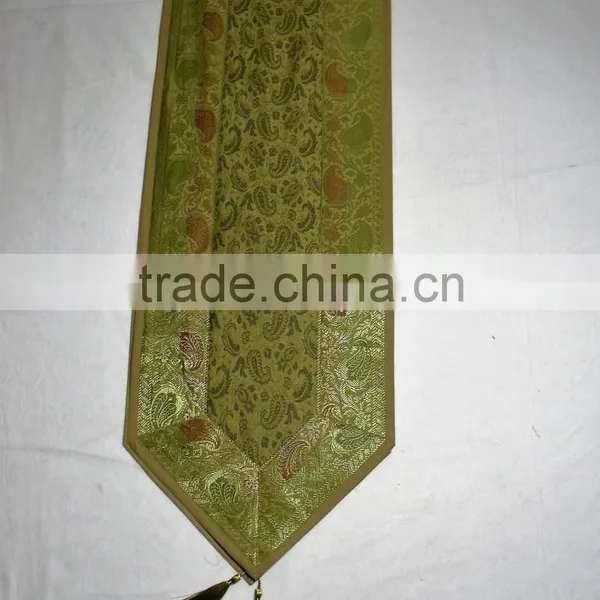 Indian Silk Table Runner With 6 Place Mats & 6 Coaster in Light Green Color Size 16*62 photo-4
