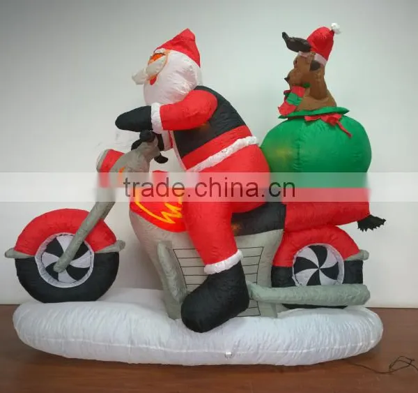DJ-XT-47 Christmas Inflatable Santa on Motorbike Air Blown Giant Street Decoration photo-2