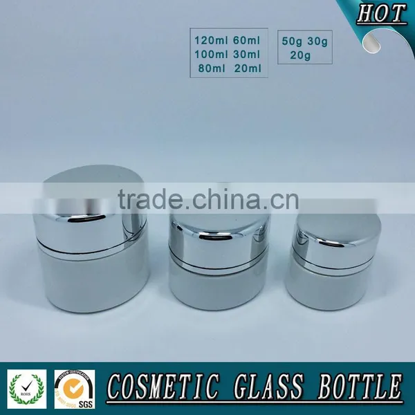 White Coloured Glass Cosmetics Bottle and Cosmetic Glass Cream Jar photo-4
