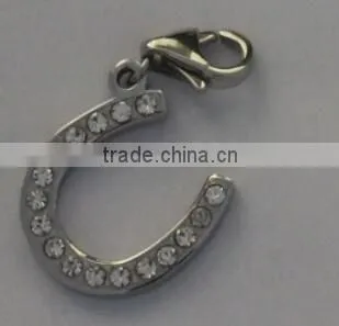 Elegant Paved CZ U Shape Pendant 925 Sterling Silver Horseshoe Charm Pendant photo-3