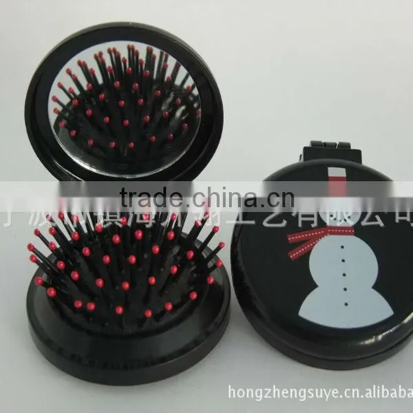 Colorful Round Foldable Hair Brush With Mirror photo-4