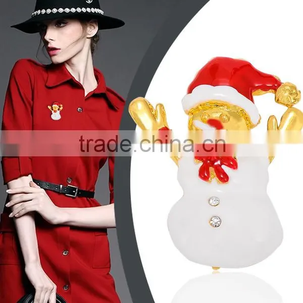 Hooray Red Hat Snowman Gold Plated X'mas Brooch photo-2
