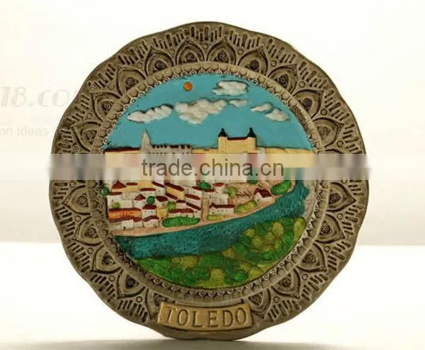 Handmade Embossed Tourist Red Pottery Souvenir Plate Spain Toledo