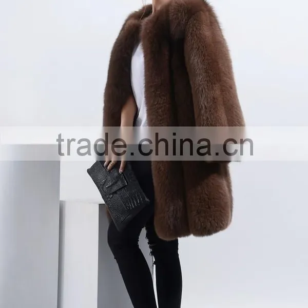 Winter Warm Thick Fox Fur Coats For Women Fashion Big Fox Fur Coats Saga KZ160098 photo-2