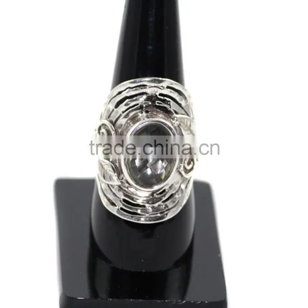 Stone and Oval Silver Gemstone Ring photo-2
