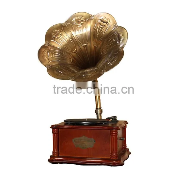 Fanmusic F168 Vinyl Record Player CD Turntables Continental Bluetooth Version Retro Antique and Vintage Big Horn Gramophone