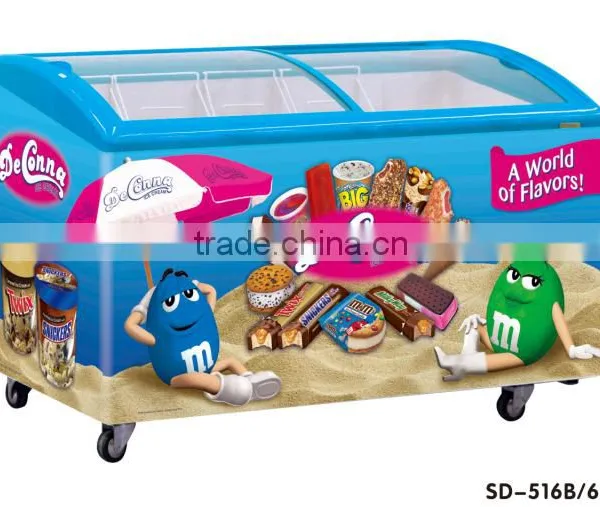 Best Seller Curved Double Door Ice Cream Chest Showcase Freezer photo-5
