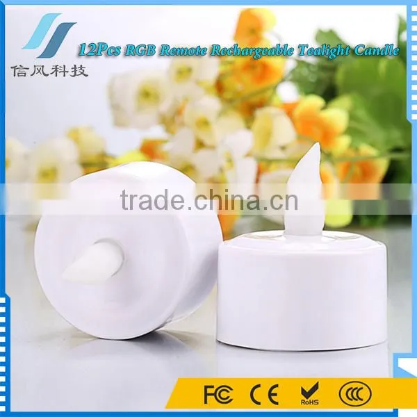 12Pcs/Set RGB Remote Controller Rechargeable LED Tealight Candles for Wedding Birthday Party photo-3