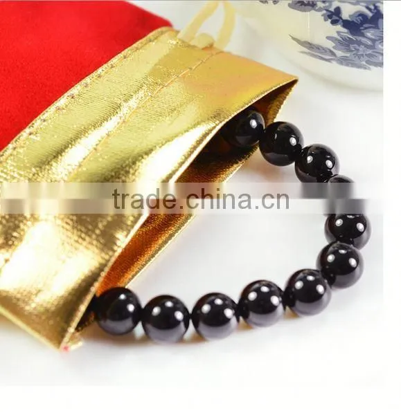 Fancy Gift Drawstring Gold or Silver Metallic Pouches photo-2
