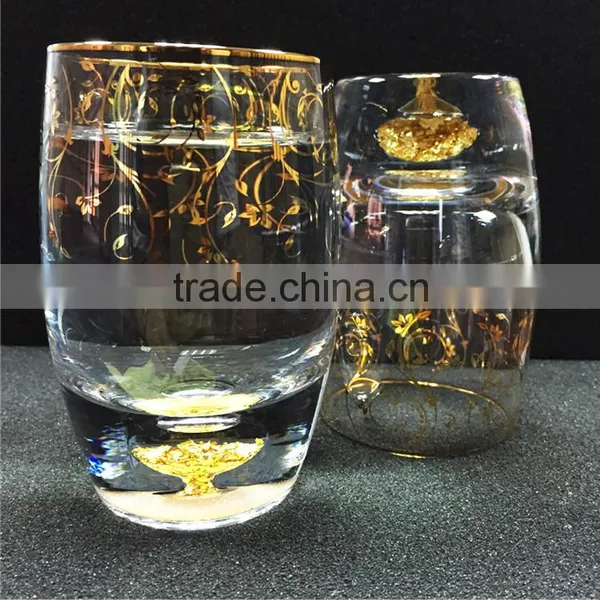 210 ml Crystal Round Golden Pattern Machine Blown Custom Whisky Glass photo-5
