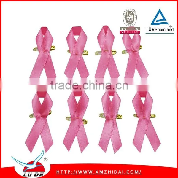 Awareness Ribbon Bow With Pin/breast Cancer Satin Awareness Ribbon