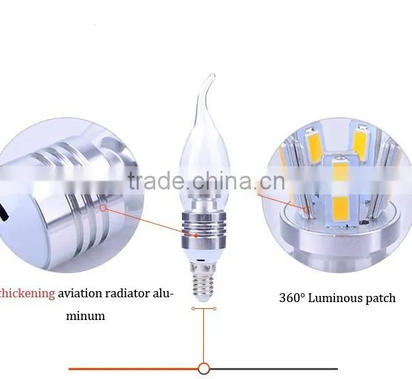Aluminum Lamp Body E14 Led Candle Bulb 85-265v for Decorativing Use photo-4
