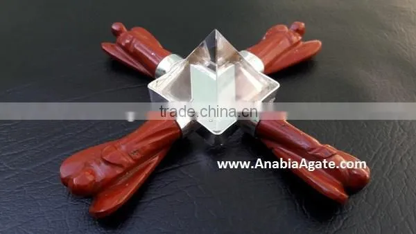 Red Jasper Angel Agate Energy Generator : With Agate Crystal Quartz Pyramid photo-2