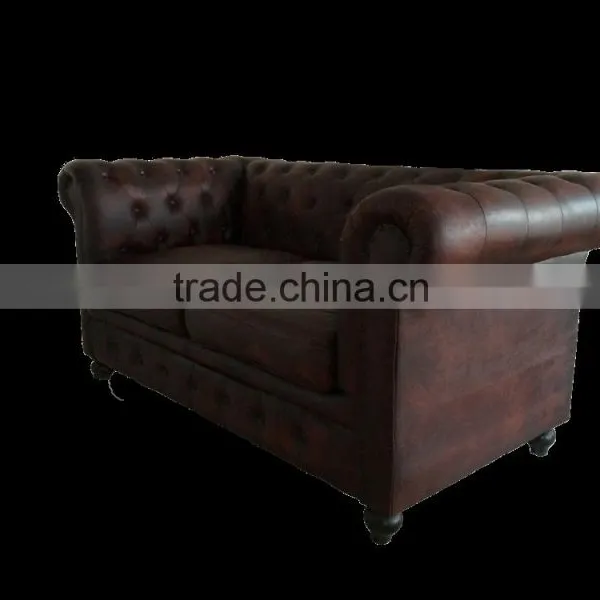 Chesterfield Leather Sofa ,chesterfields 2 Seater Dark Brown Color Sofa photo-3