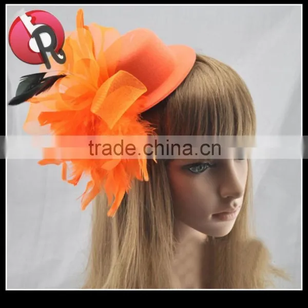 Lady Hard Handmade Fascinator Mini Bowler Hat With Feather photo-5
