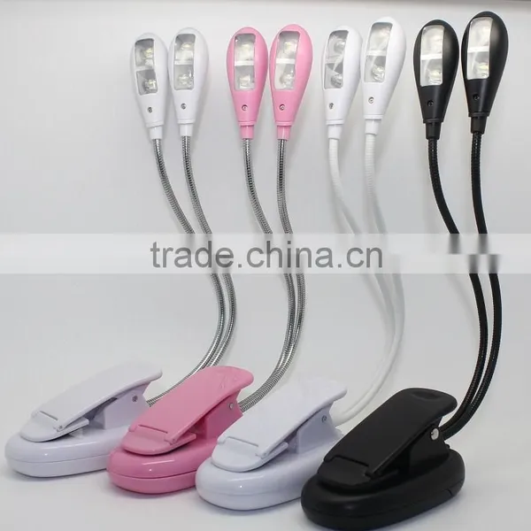 Gooseneck 4 LED Flexible Eye Care Dimmable Clip LED Book Light Dual Head Rechargeable Emergency Light photo-5