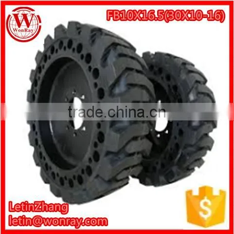 Factory Price High Quality Skid Steer Solid Rubber Tires WithRim 10x16.5 30x10-16 For Trailers Manufacturer With Long Warranty photo-6