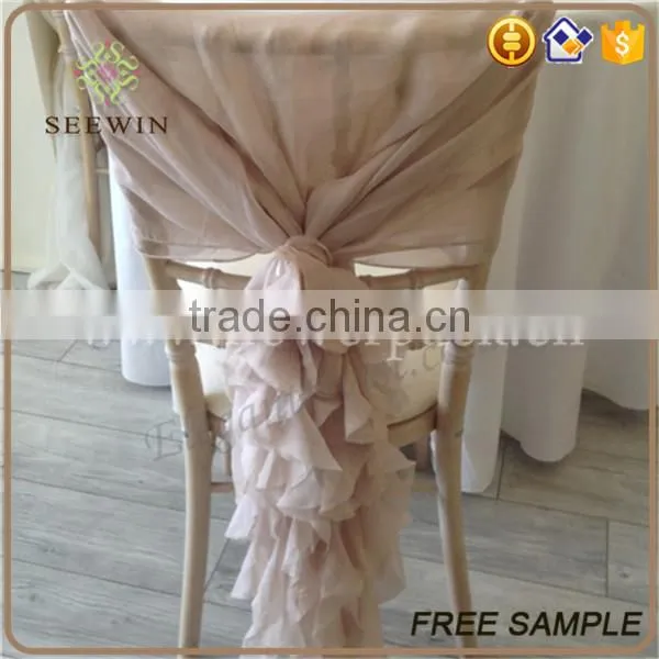 Chiffon Ruffled Banquet Chair Cover for Wedding Party photo-5