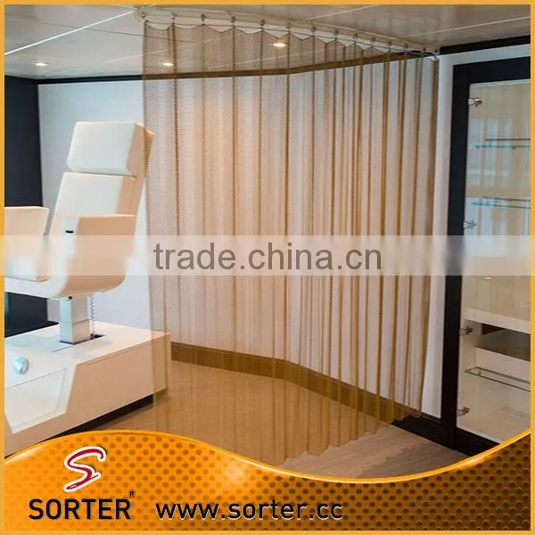 Hanging Golden Decorative Woven Mesh Room Divider photo-2