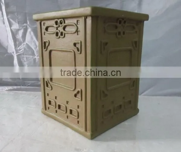 Garden Fiberglass Clay Antique Square Stool photo-2