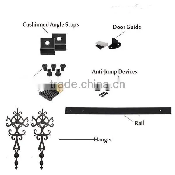 High Quality Hot Sale Barn Door Sliding Flat Steel Black Door Roller and Track With Soft Closer photo-2