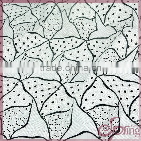 Fashion Geometric Hollow Out Cotton Lace Embroidery Fabric for Dress photo-3