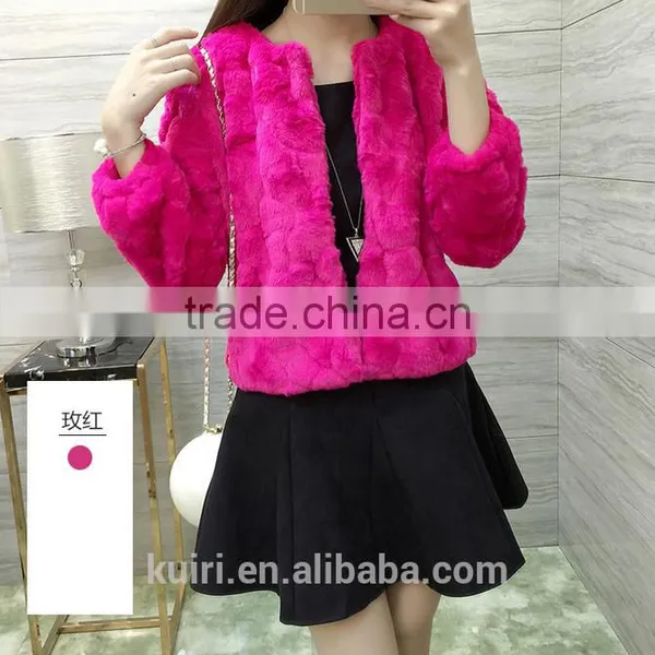 2016 New Genuine Rabbit Fur Coat Fashion Women Short Knitted Slim Coat Jacket Elegant Winter Warm Fur Rabbit Coats photo-5
