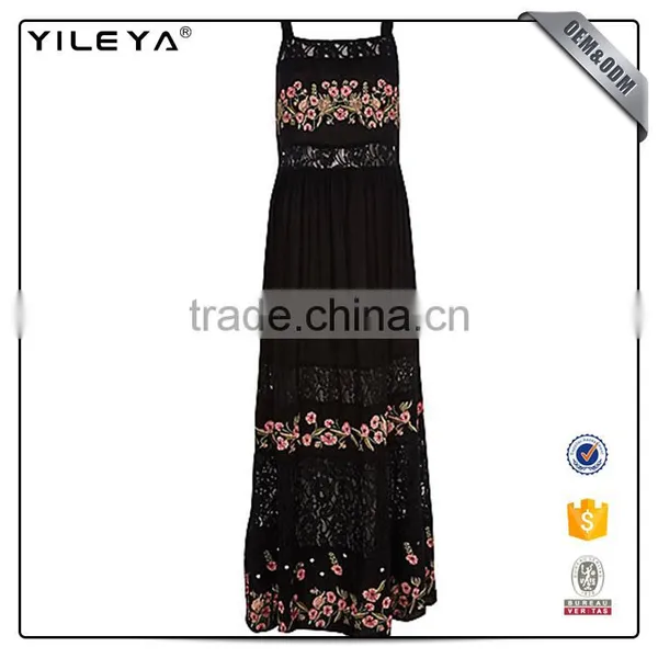 Sleeveless Paid With Paypal Long Flower Print Black Maxi Dress Long Casual photo-5