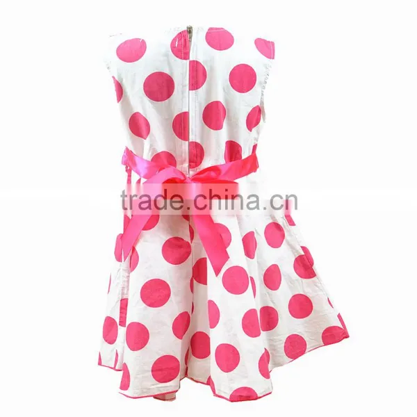 Fashion Pure Cotton Jumper Polka Dot Printed Fomal Party Kids Dress photo-3