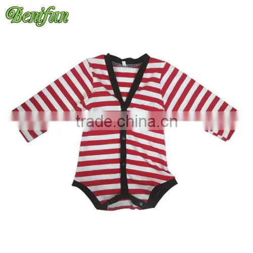 Baby Boy Red&white Stripes Winter Cardigan Rompers Infant Romper Newborm Boysuit