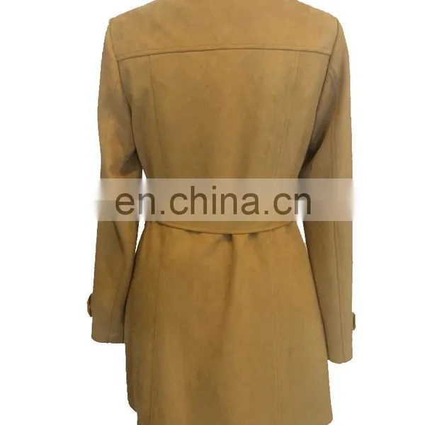Chinese Manufacturer Women Slim Long Fake Suede Jacket For Sale photo-5