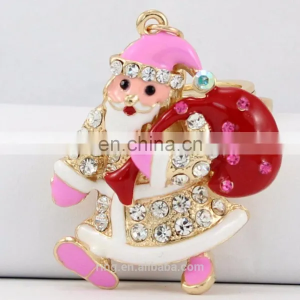 Hottest Christmas Santa Claus Zinc Alloy 18K Gold Keychain photo-2