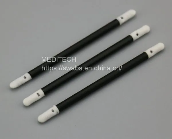 DOUBLE HEAD FOAM SWABS WITH BLACK PLASTIC HANDLE