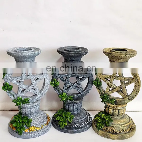 Wiccan Pentacle Candlesticks Candleholders Tarot Magic Statues Resin Mold Gifts Crafts Indoor Home Decoration photo-5